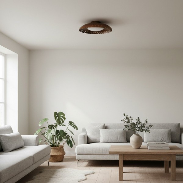 Lustrona Vintage Brass Flush Mount Light - Burnished Metal Ceiling Light for Living Room KL1618