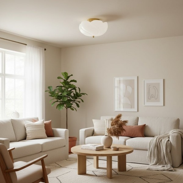 Modo Ceiling Light - Minimalist Glass Shade with Sleek Brass Frame for Dining Room or Office KL1660