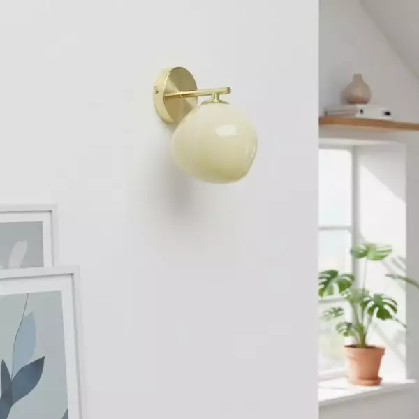 Orra Opal Glass Wall Sconce - Elegant Globe and Metal Sconce for Living Room and Bedroom KL1746