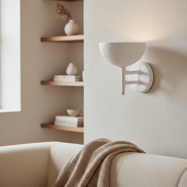 Plara Decorative Wall Lamp - Plaster‑Covered Metal Wall Light Clean Modern Style for Bathroom Vanity & Accent Walls KL1679