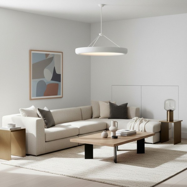 Plara Plaster-Texture Halo Chandelier - Modern Ring Ceiling Lamp for Living & Dining KL1676