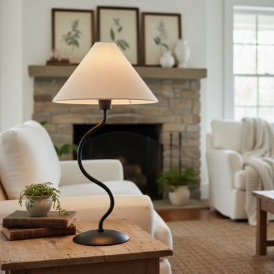 Lámpara de mesa de tela... 2