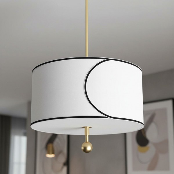 Roven 3-Light Drum Pendant Light - Modern Transitional Layered Fabric for Dining Room or Living Room KL1694