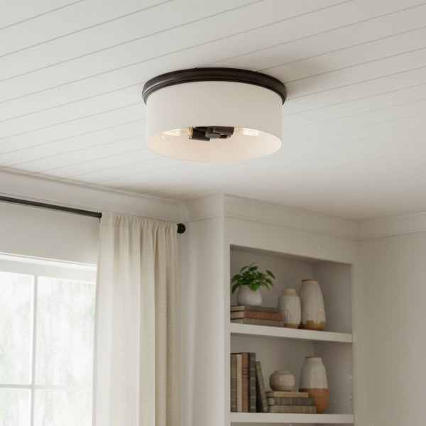 Roven Flush Mount Ceiling Lamp with Opal Glass Dome - Sleek Design for Bedroom and Living Room KL1704