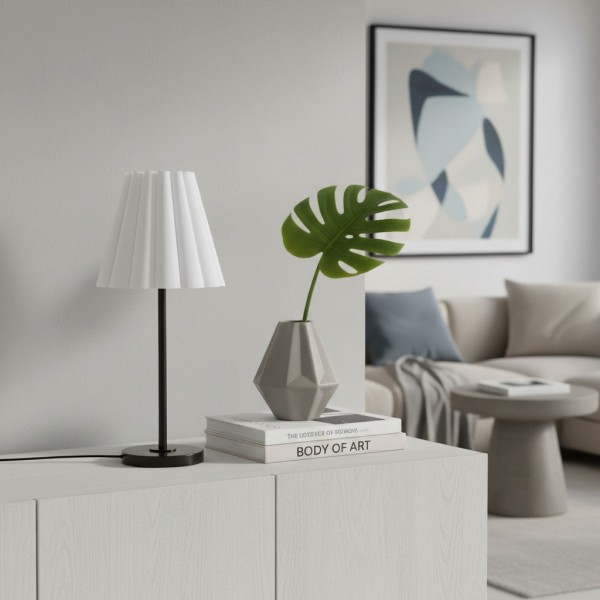 Ruffmeto Transitional Slim Table Lamp - Sculptural Shade Lighting for Living Room or Bedroom KL1601