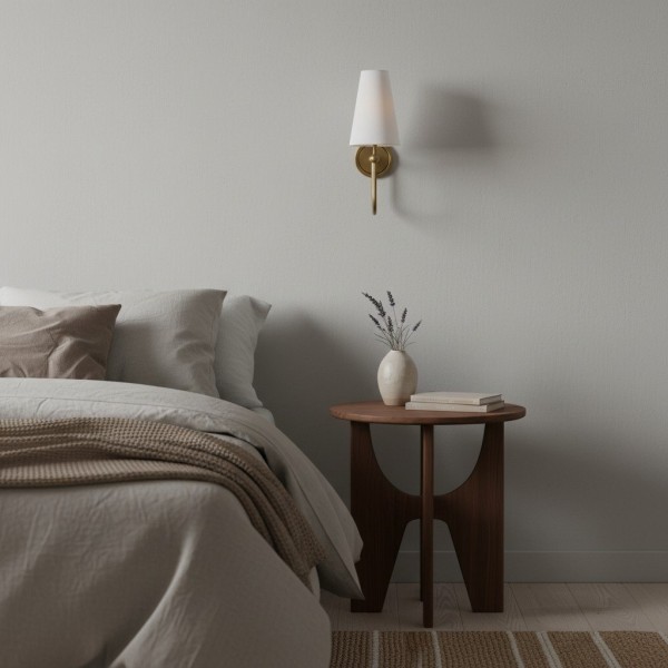 Serena Elegant Swoop Arm Sconce - Modern Fabric Shade Wall Lamp for Hallway and Bedroom KL1705