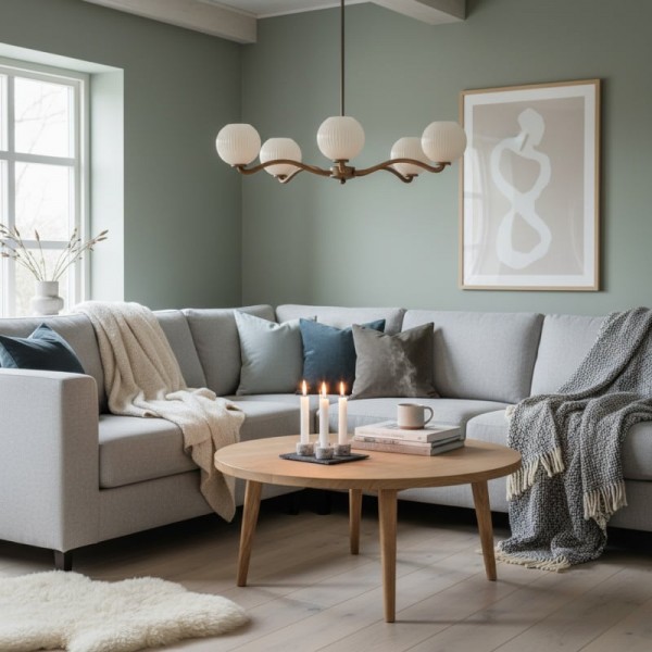 Shella Contemporary Five‑Globe Chandelier - Wood Metal Glass Pendant Lighting for Bedroom or Dining KL1614