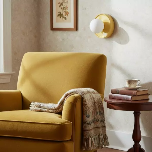 Solna Round Glass Wall Sconce with Ceramic Base - Minimalist Lighting for Bedroom or Hallway KL1684