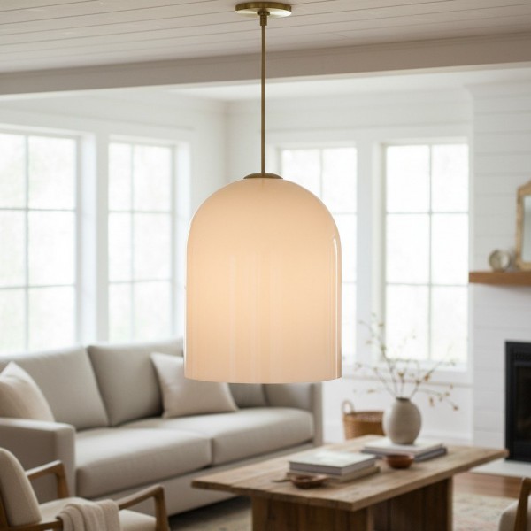 Vega Glass Champagne Iron Frame Pendant - Glass Shade Modern Light for Dining or Kitchen KL1723