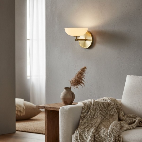 Vega Glass Wall Sconce - Minimalist Small Fixture, Contemporary Metal Accent for Hallway or Vanity KL1718