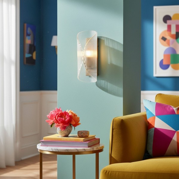 Velora Cylinder Glass Wall Light - Refined Brass Wall Sconce for Entryway or Bedside KL1674