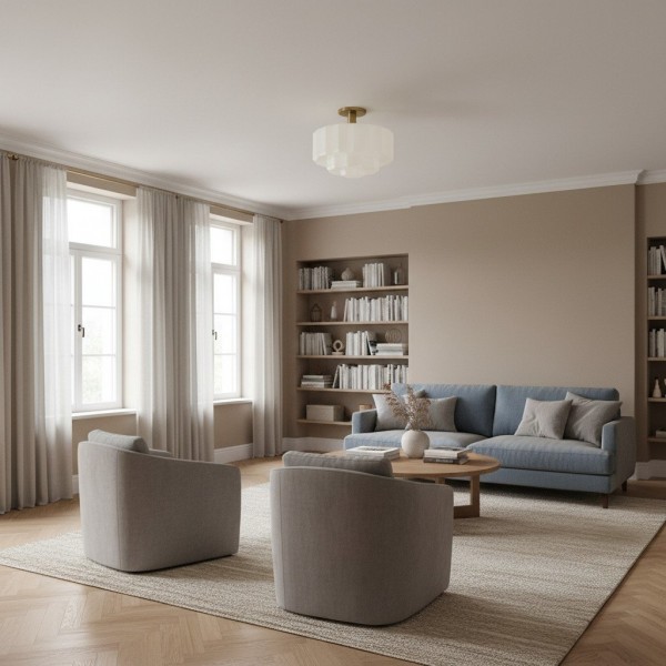 Vexrona Tiered Glass Shade Flush Mount - Contemporary Lighting for Bedrooms and Hallways KL1696