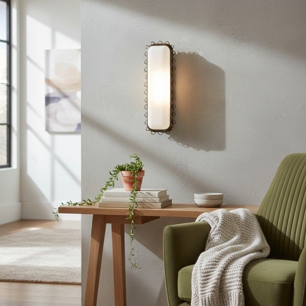 Glowvera Wall Sconce - Wavy Metal Frame Design Modern Glass-Shade Sconce for Hallway KL1612