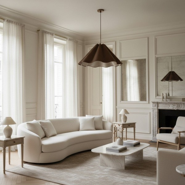 Weavara Sculptural Fabric & Metal Pendant Light - Modern Hanging Lamp for Dining or Living Rooms KL1600