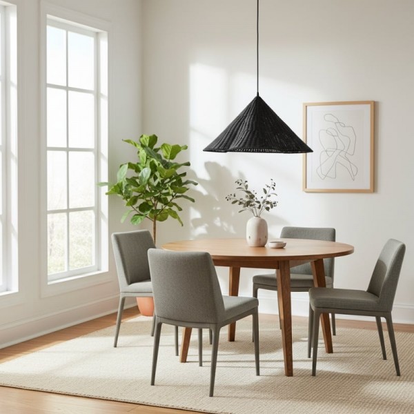 Wickara Natural Rattan Woven Pendant Light - Boho-Chic Hanging Lamp for Living and Dining KL1607