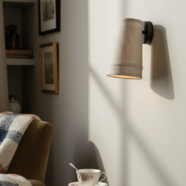 Zalen Textured Linen Bronze Wall Light - Soft Retro Wall Sconce for Reading Nook KL1664