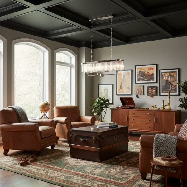 Beveline 4-Light Linear Ceiling Pendant With Cut Faceted Glass - Sleek Metal Frame For Dining KL1809