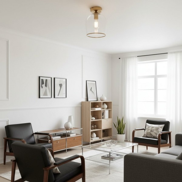 Brazara Dome Ceiling Light - Industrial Ribbed and Clear Glass for Living Room KL1876