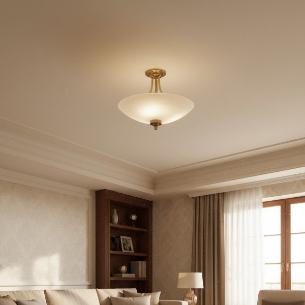 Lunetal Timeless Three-Arm Structure Semi Flush Chandelier - Vintage Pendant Light for Bedroom or Entry KL1790