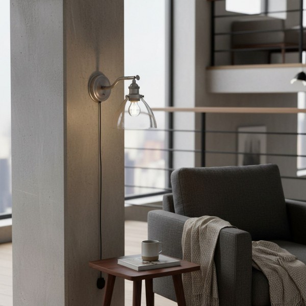 Novera Wall Light Collection - Glass Shade Finishes in Brass Silver Nickel Copper – Residential and Boutique Hospitality KL1789