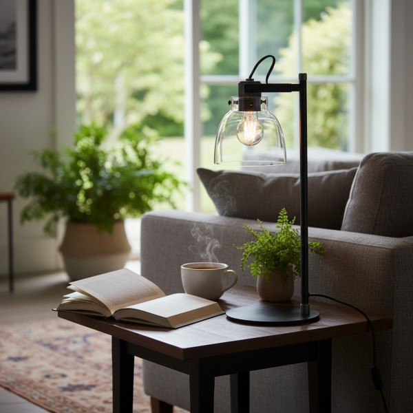 Readium Adjustable Table Lamp - Industrial Metal and Dome Glass for Bedroom and Study KL1822