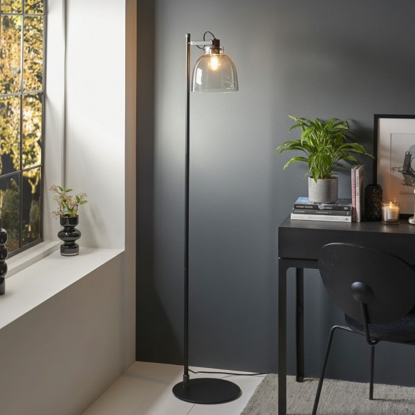 Readium Industrial Floor Lamp - Adjustable Glass Head Metal Base for Living Room and Bedroom KL1820