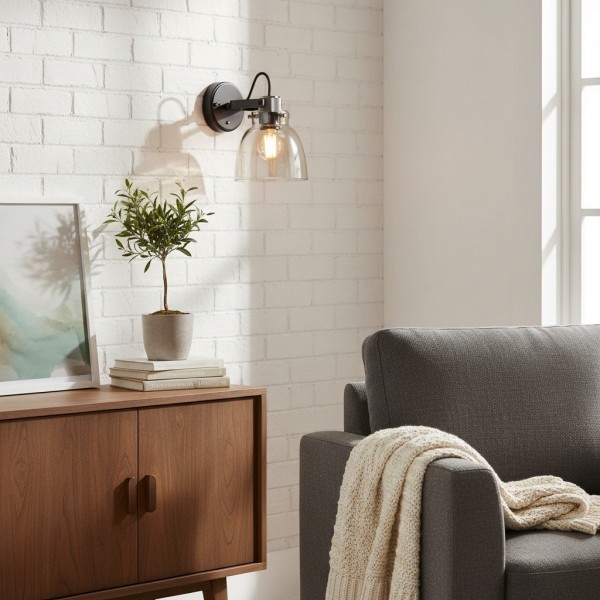 Readium Modern Glass-Shaded Wall Lamp - Adjustable Head for Bedrooms and Hallways KL1824