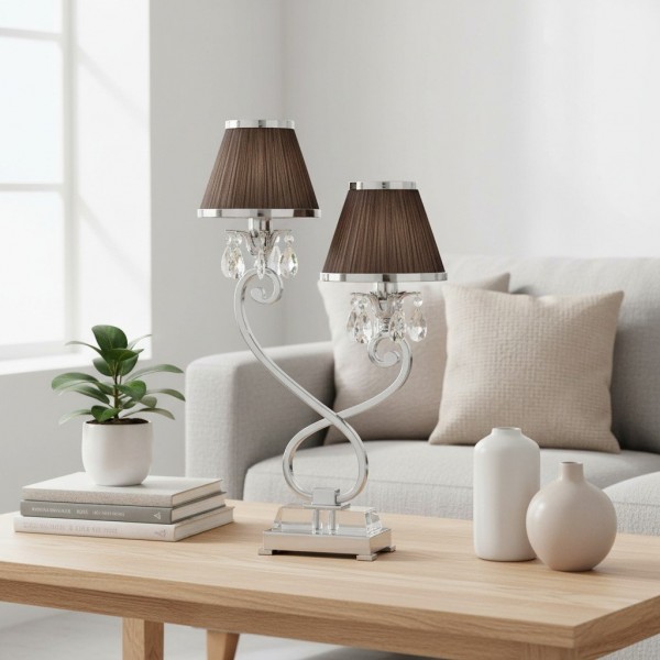 Talonis Double Table Lamp - Dual Shades and Metal Base for Bedroom and Living Room KL1893