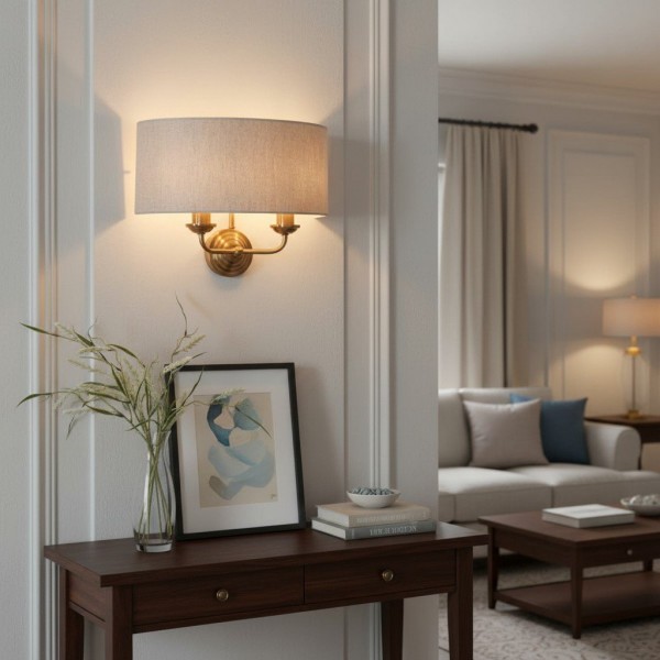 Tela Classic Wall Sconce with Fabric Shade - Elegant Metal Finish Wall Light for Living Room or Bedroom KL1780