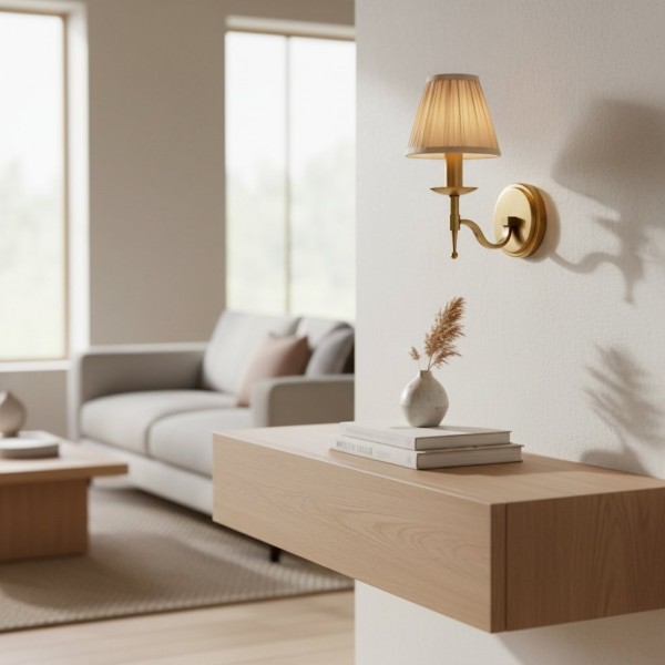 Tela Traditional Brass Wall Light - Classic Curved-Arm Sconce for Living Room & Hallway KL1787