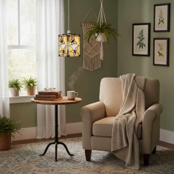 TF Butterfly Pendant Lamp - Artistic Stained Glass Pendant Light for Living Room or Bedroom KL1785