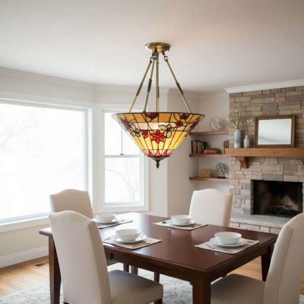 TF Butterfly Pendant Light - Stained Glass Pendant in Art Nouveau Style for Living Room KL1883