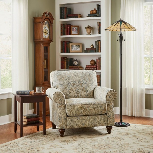 TF Dark Star Tiffany Art Glass Floor Lamp - Vintage-Inspired Metal Base Accent Lighting KL1829