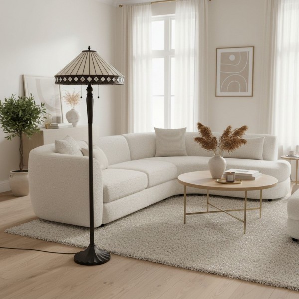 TF Fargo Geometric Art Deco Tiffany Floor Lamp for Living Room Corner Lighting KL1808