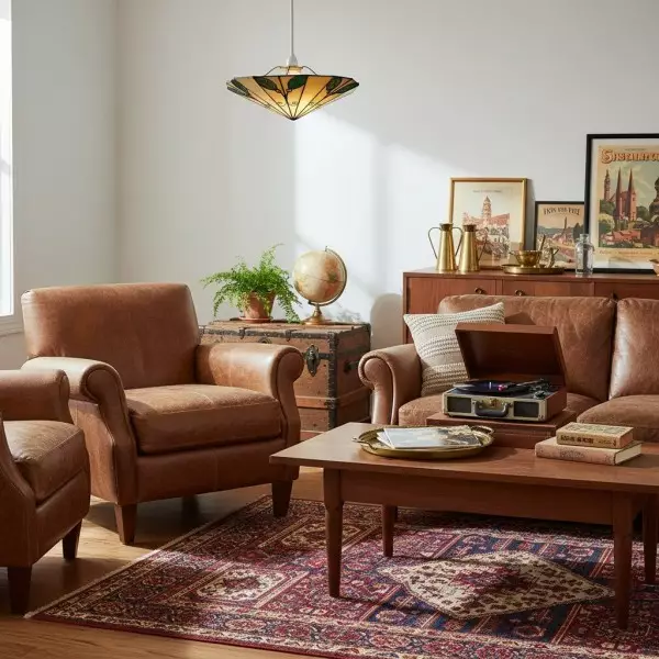 TF Harken Tiffany Style Leaf Pendant Shade Stained Glass Lamp Shade for Living Room and Bedroom KL1779