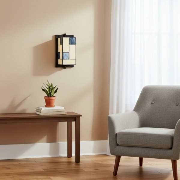 TF Manchester Glass Art Deco Wall Light - Stained‑Glass Sconce for Hallway and Living Room KL1870