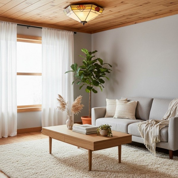 TF Nevada Glass Shade Ceiling Light - Semi-Flush for Entryways and Dining Rooms KL1769