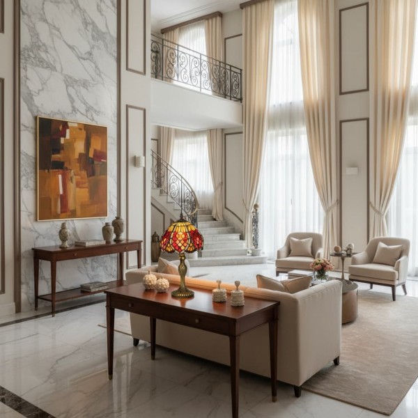 TF Orsino Art Deco Table Lamp - Handcrafted Stained Glass Art Lamp in Vintage Style for Elegant Interiors KL1827