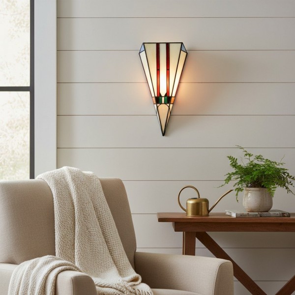 TF Sorenia Art Deco Stained-Glass Wall Light - Hand-Cut Glass Sconce for Living Room KL1840