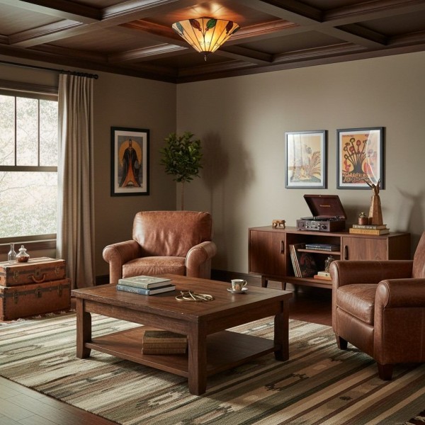 TiffStar Leaf Flush Ceiling Light with Art Glass Shade for Living Room KL1795