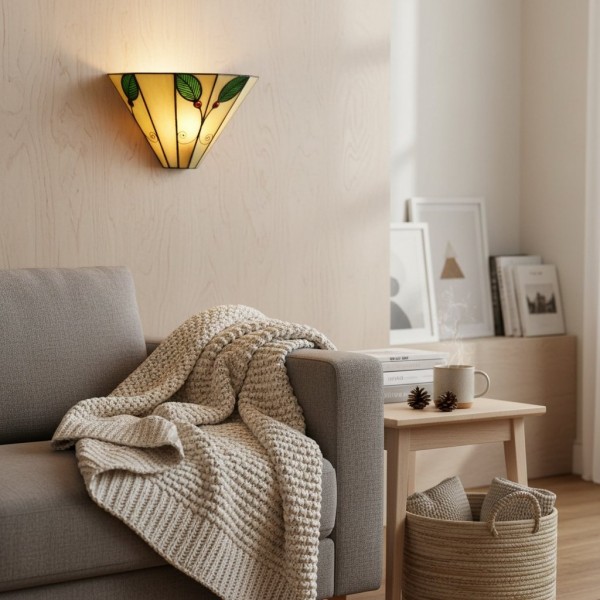 TiffStar Art Nouveau Leaf Motif Tiffany Wall Sconce - Vintage Inspired Accent Lighting for Hallway and Living Room KL1766