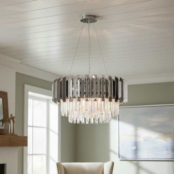 Virelia Contemporary Crystal Pendant Light - Layered Crystal Shade Ceiling Fixture for Dining or Living Room KL1786