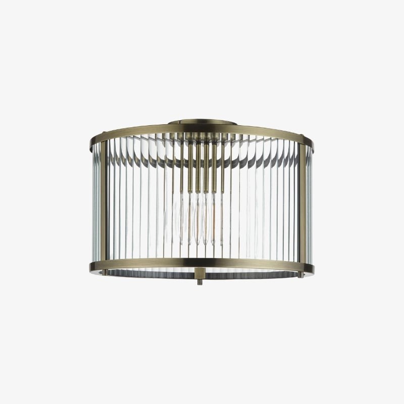 Plafonnier encastré en verre côtelé...