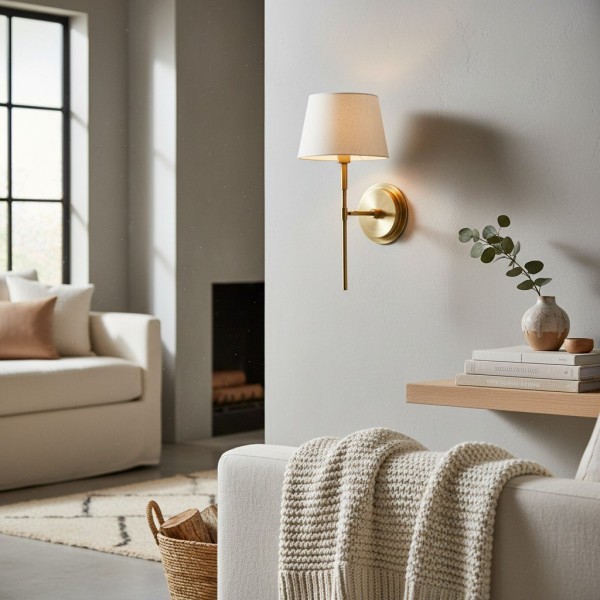 Cremaris Metal Wall Light with Fabric Shade - Timeless Sconce for Interior Lighting KL1973