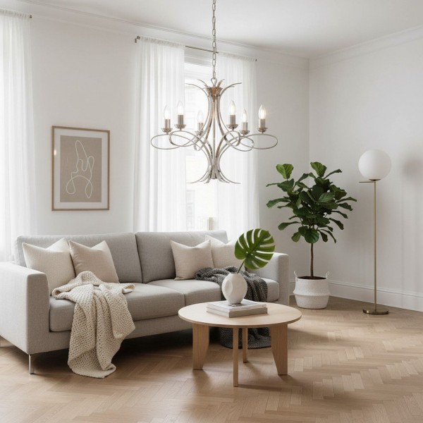 Foline Geometric Light Chandelier - Nickel Finish Ambient Glow for Hallways and Kitchens KL1968