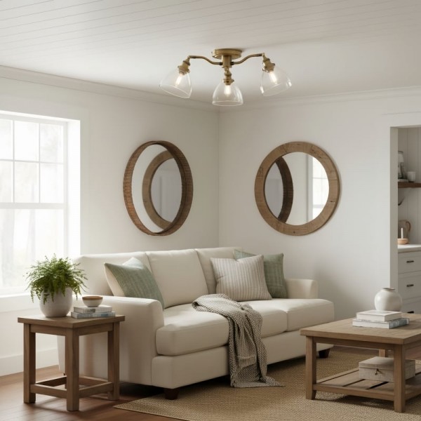Novera Vintage-Inspired Semi-Flush Ceiling Fixture with Curved Arms for Living Spaces KL1995