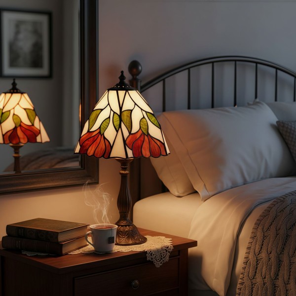 TF Botanica Decorative Table Lamp - Colourful Floral Glass Lamp for Cozy Interiors KL1956