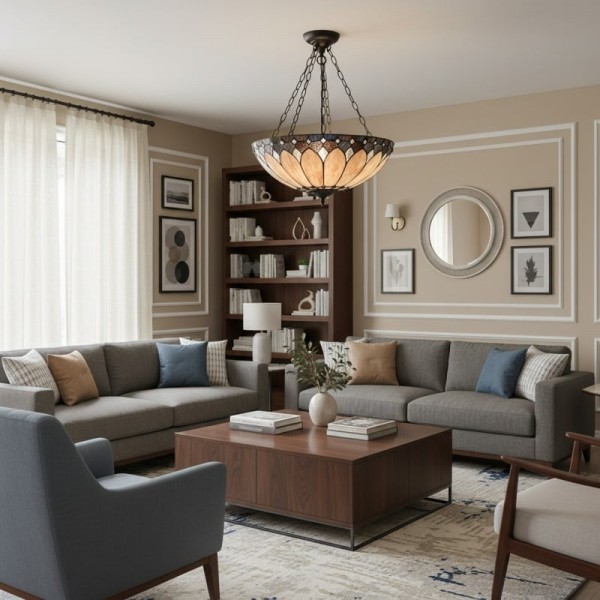 TF Brooklyn Inverted Pendant - Deco Glass Pendant Light with Adjustable Chain for Home Spaces KL1941