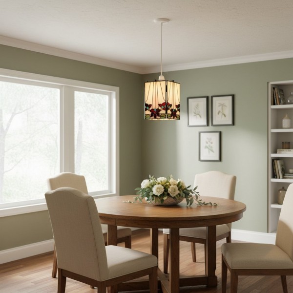 TF Camillo Mosaic Tiffany Glass Pendant Light - Square Lantern Shade - Artisan Home Décor Accessory KL1981