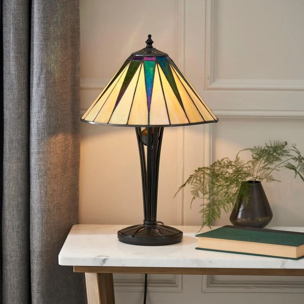 TF Dark Star Tiffany Style Geometric Shade Table Lamp for Bedroom and Accent Lighting KL1927